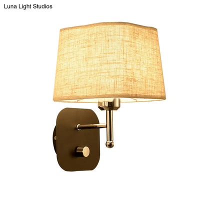 DecorBites™ Modern Black and Beige Tapered Wall Sconce with 1 Light and Backplate