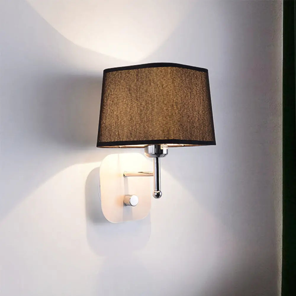 DecorBites™ Modern Black and Beige Tapered Wall Sconce with 1 Light and Backplate