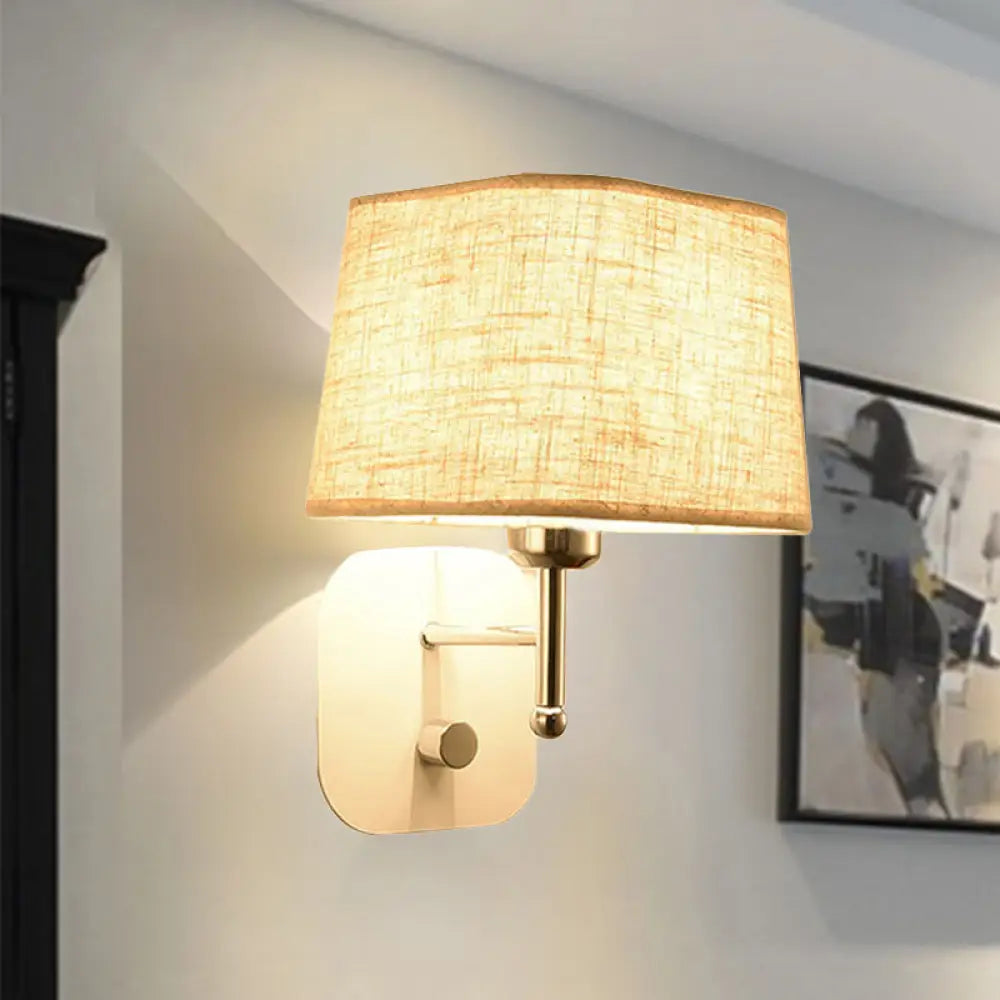 DecorBites™ Modern Black and Beige Tapered Wall Sconce with 1 Light and Backplate