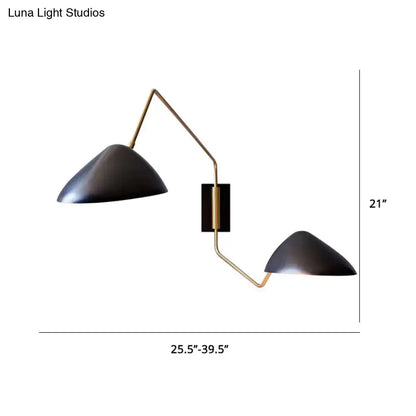 Modern black and brass duckbill reading wall light bedroom sconce