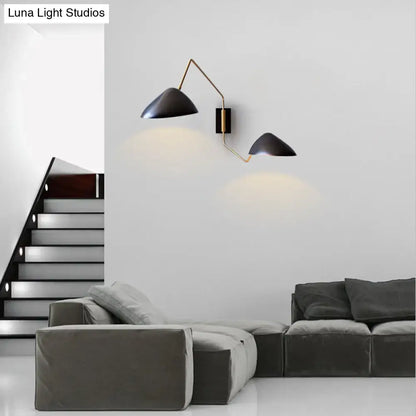 Modern black and brass duckbill reading wall light bedroom sconce
