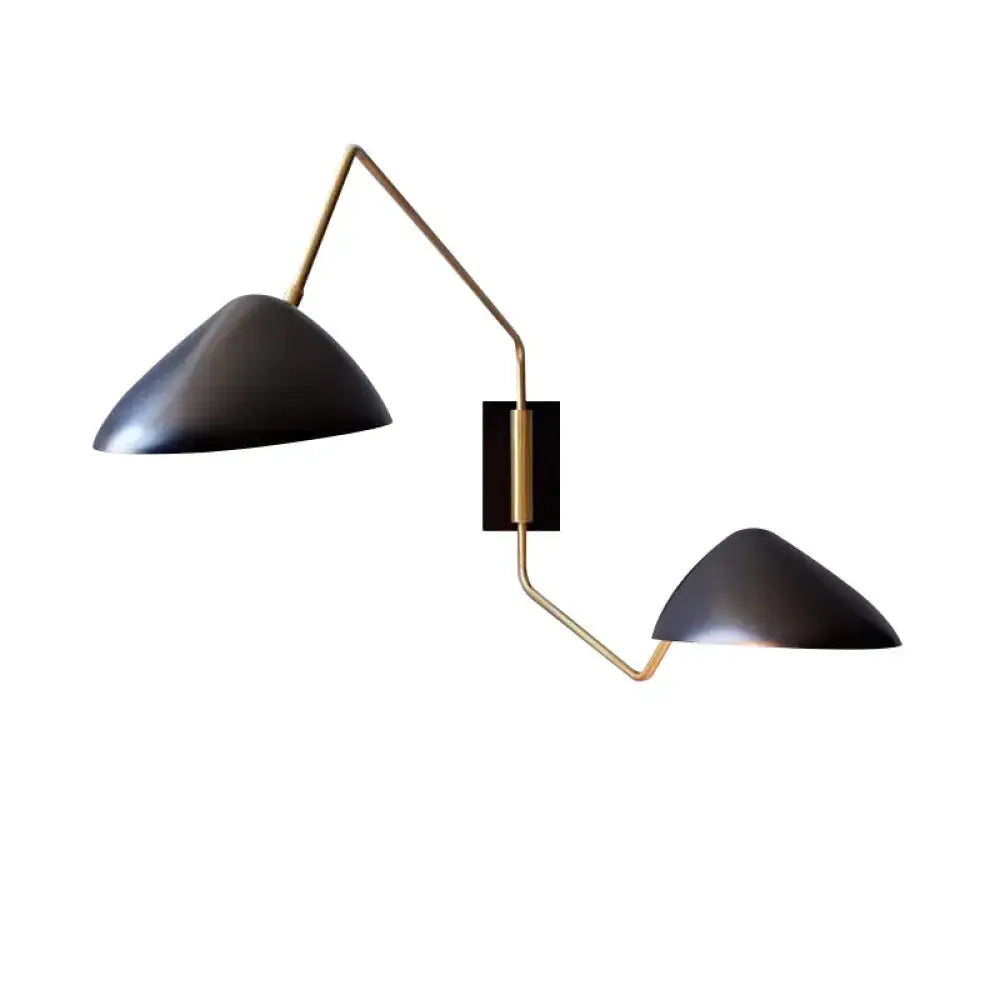 Modern black and brass duckbill reading wall light bedroom sconce