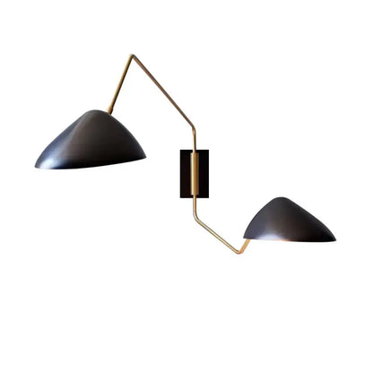 Modern black and brass duckbill reading wall light bedroom sconce