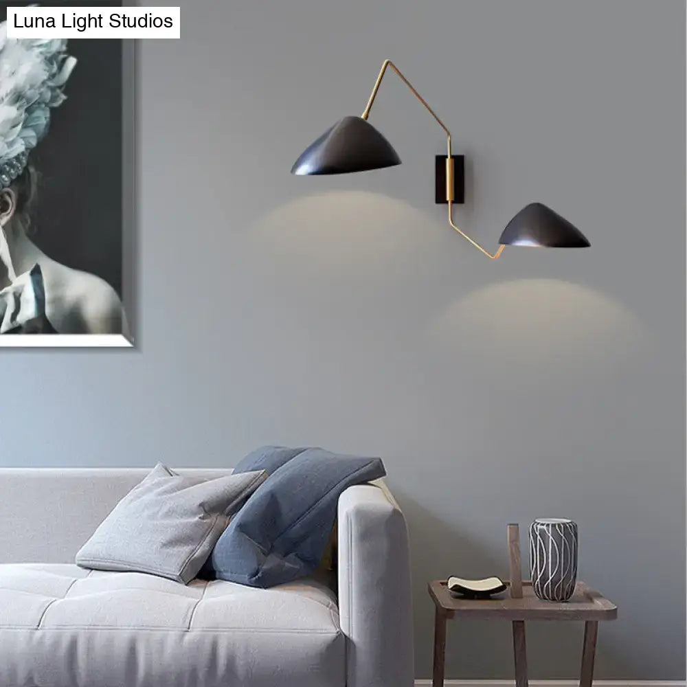 Modern black and brass duckbill reading wall light bedroom sconce