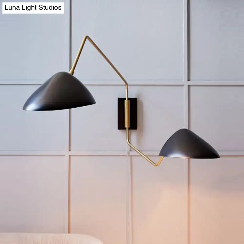 Modern black and brass duckbill reading wall light bedroom sconce