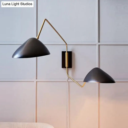 Modern black and brass duckbill reading wall light bedroom sconce