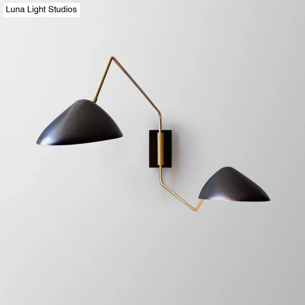 Modern black and brass duckbill reading wall light bedroom sconce