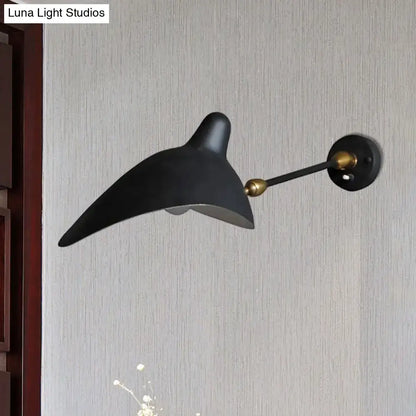 Modern black and brass duckbill wall lamp – living room metallic shade