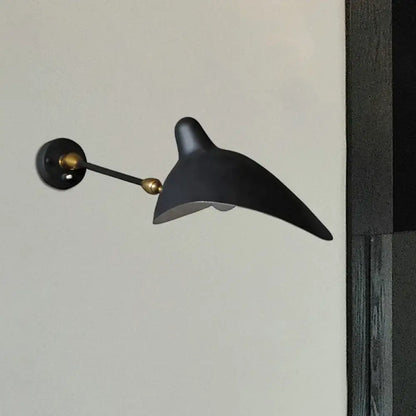 Modern black and brass duckbill wall lamp – living room metallic shade