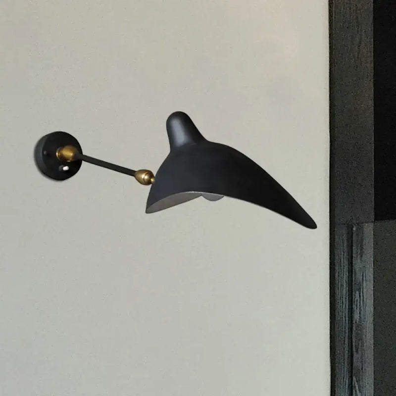 Modern black and brass duckbill wall lamp – living room metallic shade