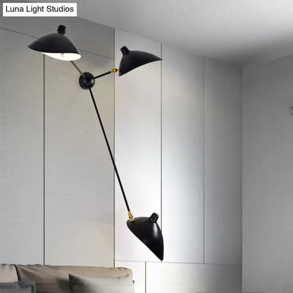 Modern black and brass duckbill wall lamp – living room metallic shade