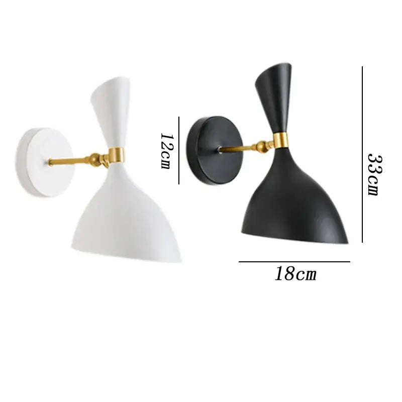 Modern black and brass industrial wall lamps for living room