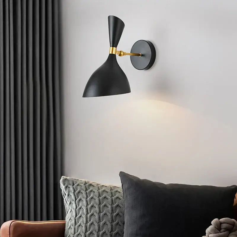 Modern black and brass industrial wall lamps for living room