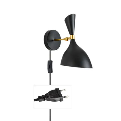 Modern black and brass industrial wall lamps for living room