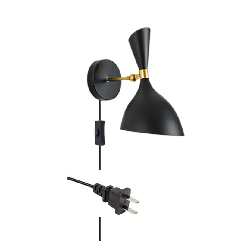 Modern black and brass industrial wall lamps for living room