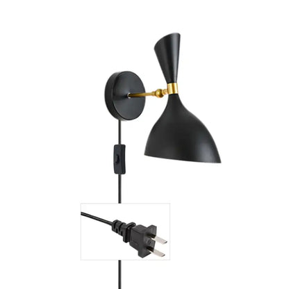 Modern black and brass industrial wall lamps for living room