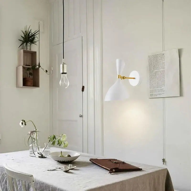 Modern black and brass industrial wall lamps for living room