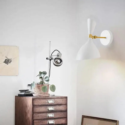Modern black and brass industrial wall lamps for living room