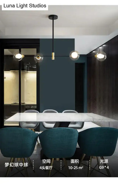 Modern black and brass metal island pendant – dining room chandelier