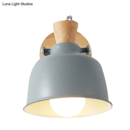 Modern black and brass metal wall light bedroom sconce with wood top