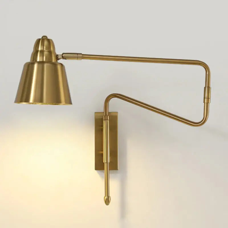 Modern black and brass retractable arm reading lamp bedroom light