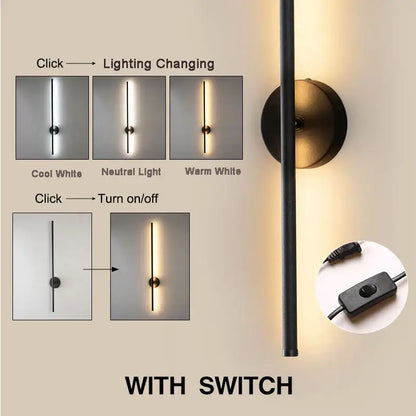 Modern black and brass rotation led wall light living room sconce