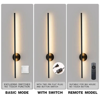 Modern black and brass rotation led wall light living room sconce