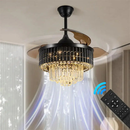 Modern black and bronze crystal fandelier ceiling fan for living room