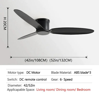 Modern black and brown ceiling fan with remote control living room
