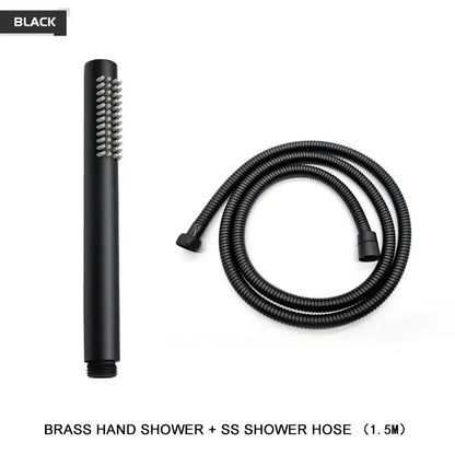 Modern black and brushed golden handheld shower head bathroom jet