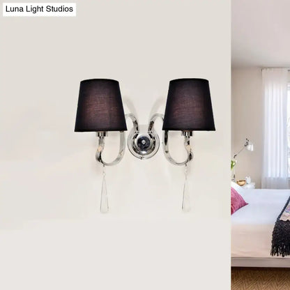 Modern black and chrome crystal wall mount light bedroom sconce