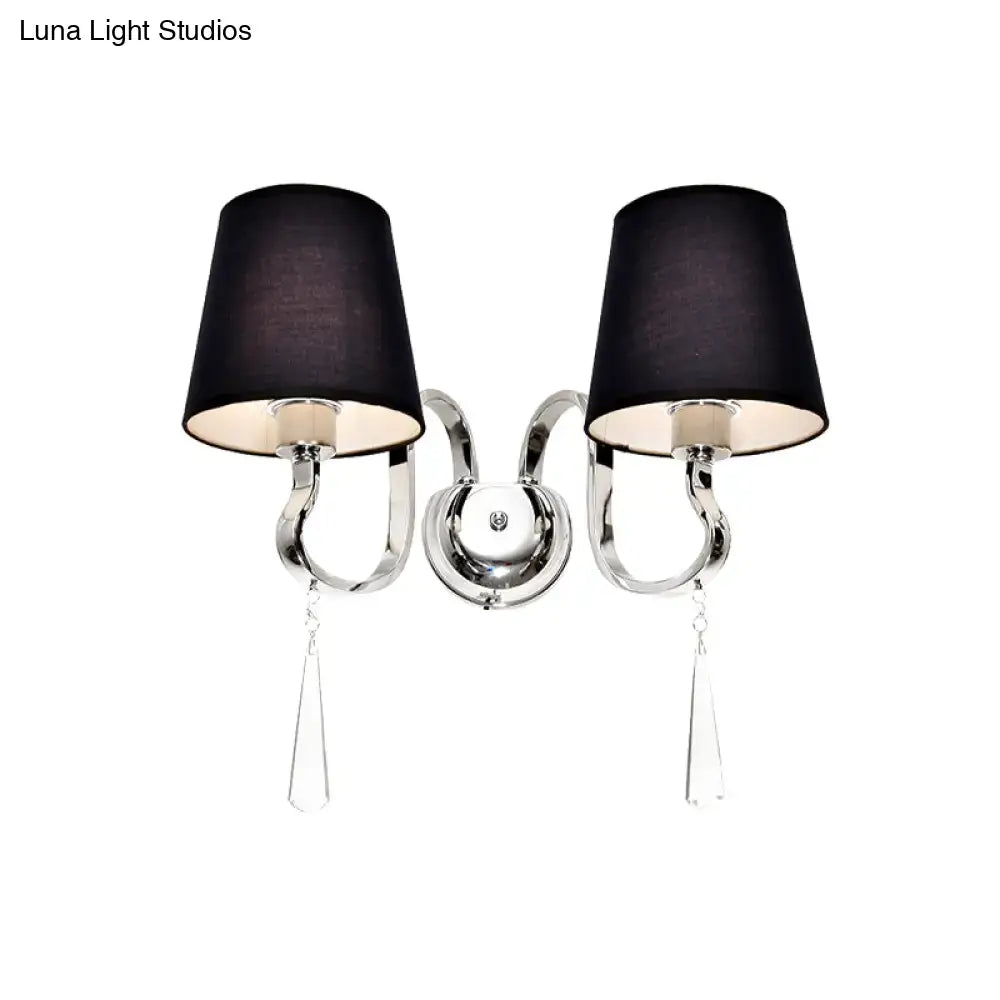 Modern black and chrome crystal wall mount light bedroom sconce
