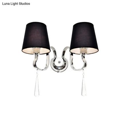 Modern black and chrome crystal wall mount light bedroom sconce