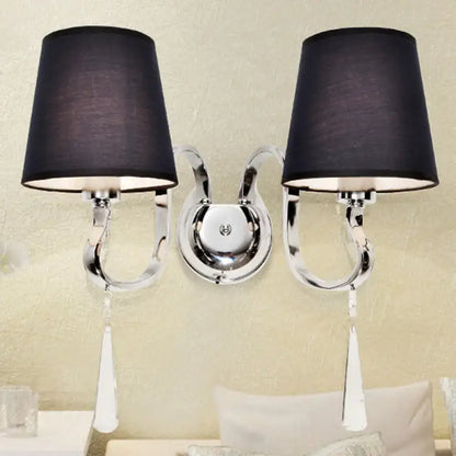 Modern black and chrome crystal wall mount light bedroom sconce