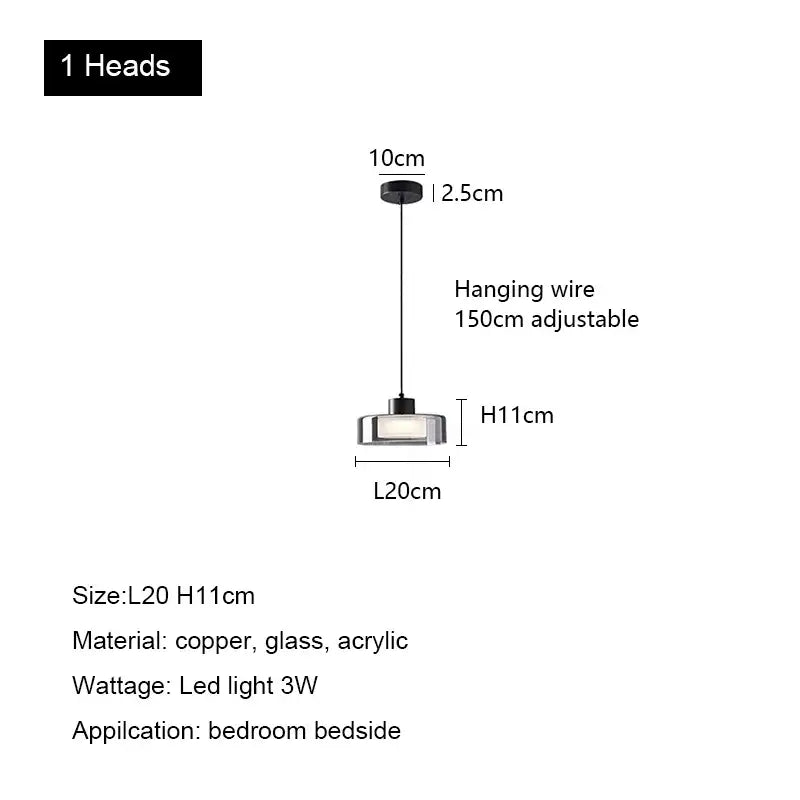 Modern black and chrome glass led chandelier living room light