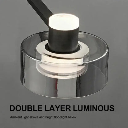 Modern black and chrome glass led chandelier living room light
