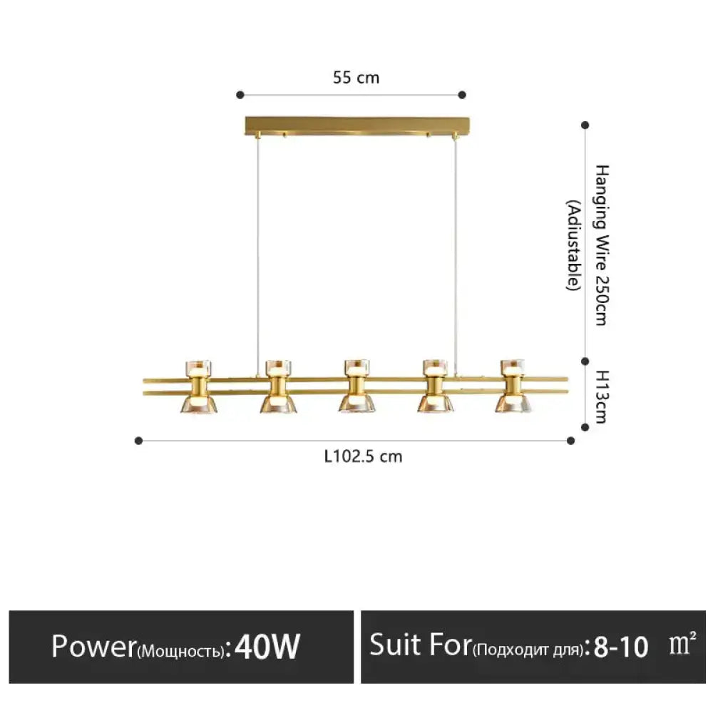 Modern black and chrome linear led strip lamp kitchen island light