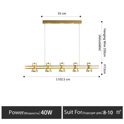 Modern black and chrome linear led strip lamp kitchen island light