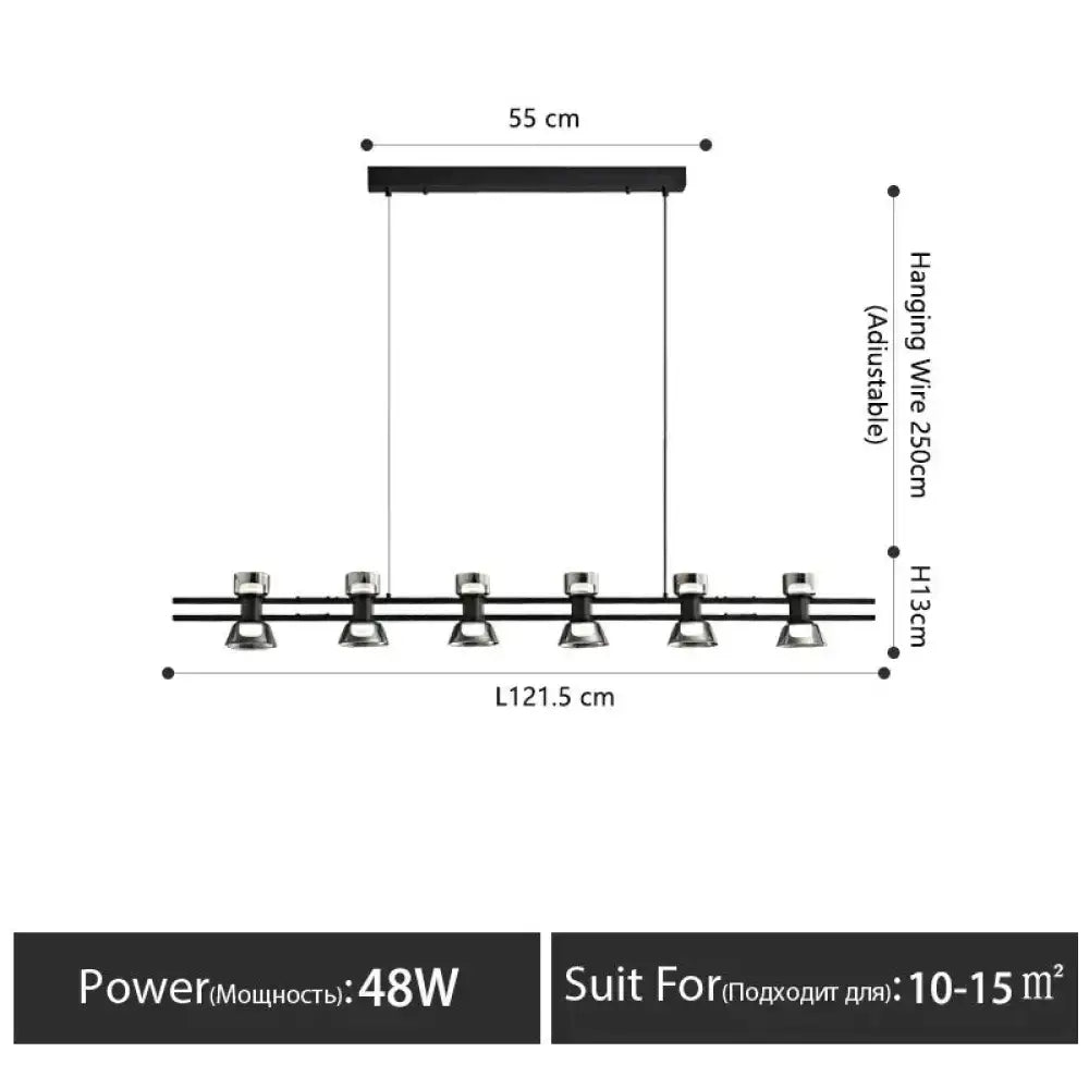 Modern black and chrome linear led strip lamp kitchen island light