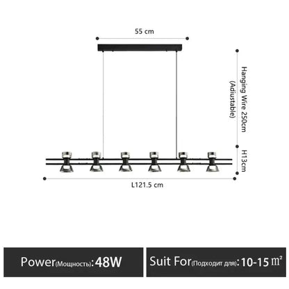 Modern black and chrome linear led strip lamp kitchen island light
