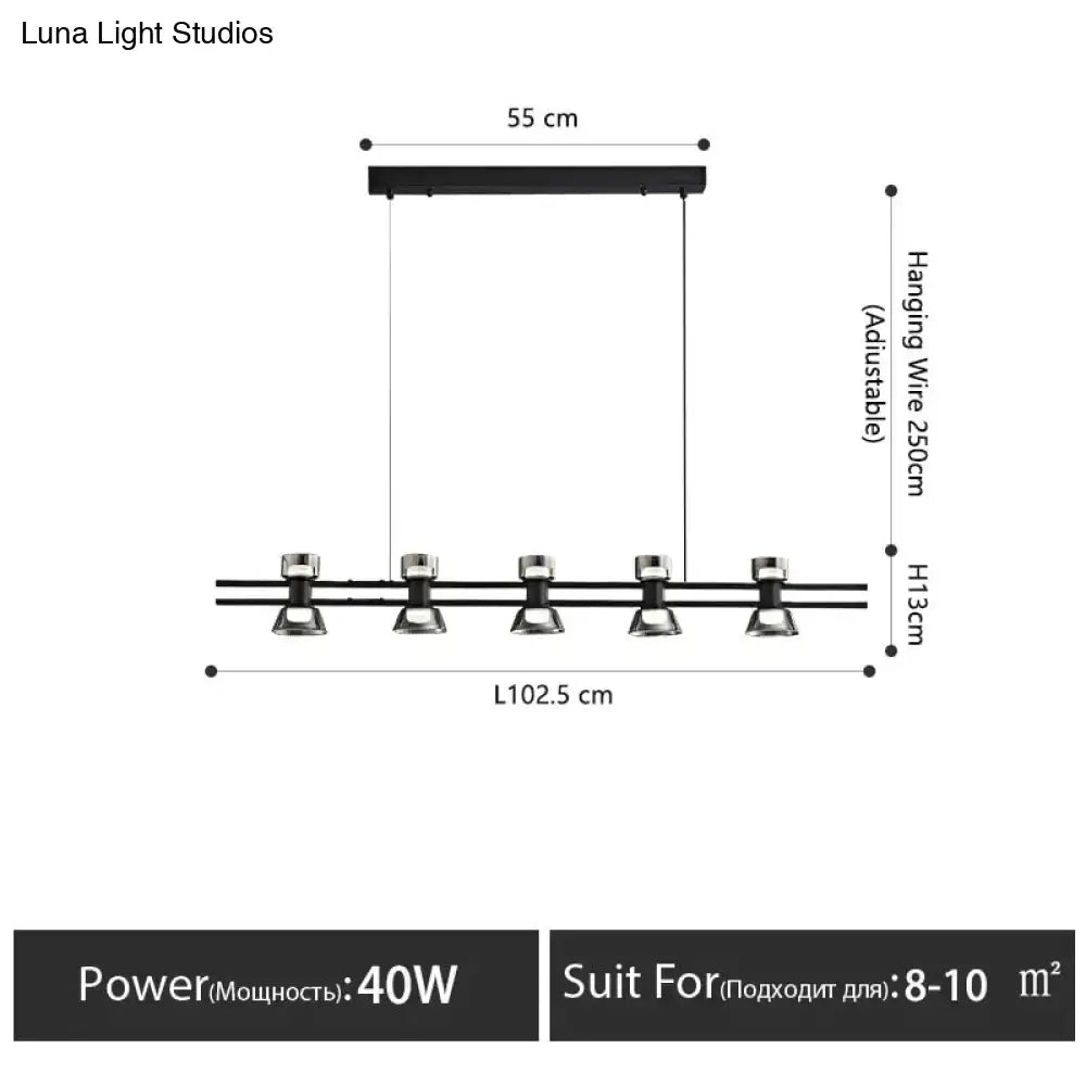 Modern black and chrome linear led strip lamp kitchen island light