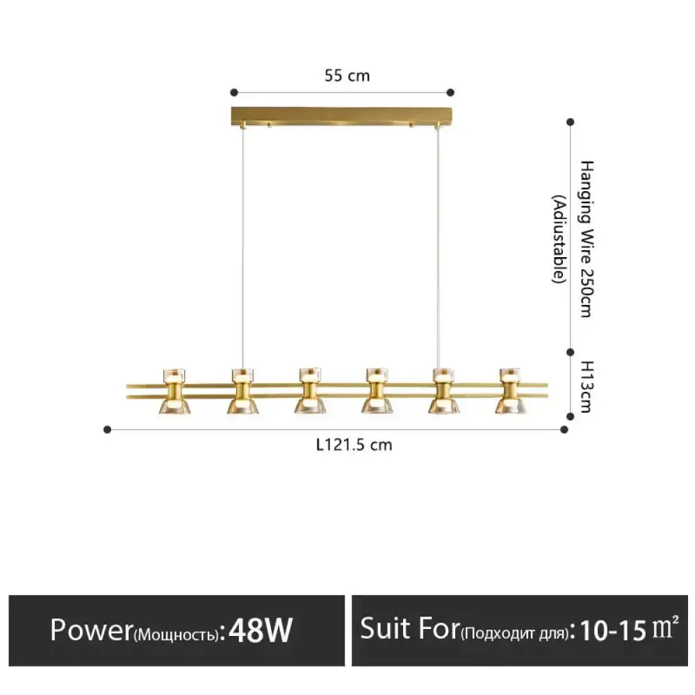 Modern black and chrome linear led strip lamp kitchen island light