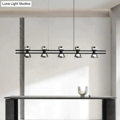 Modern black and chrome linear led strip lamp kitchen island light