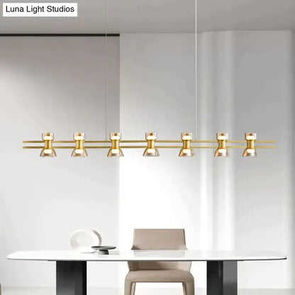 Modern black and chrome linear led strip lamp kitchen island light