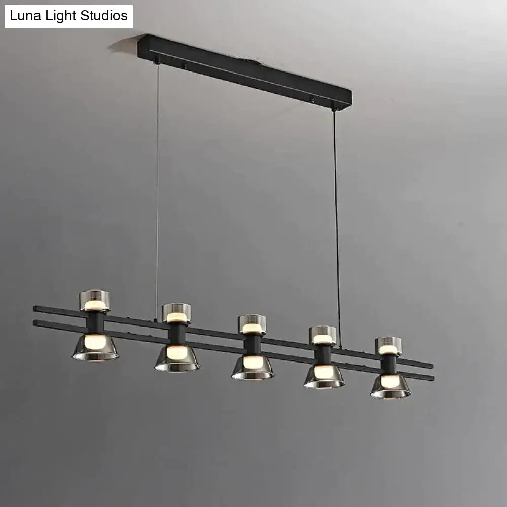 Modern black and chrome linear led strip lamp kitchen island light