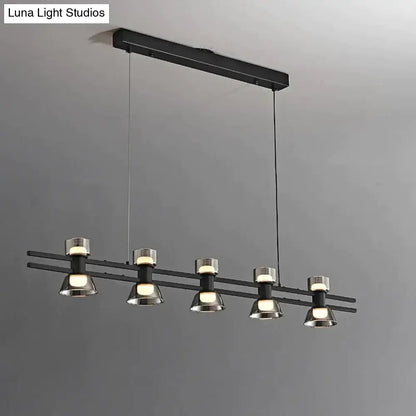 Modern black and chrome linear led strip lamp kitchen island light