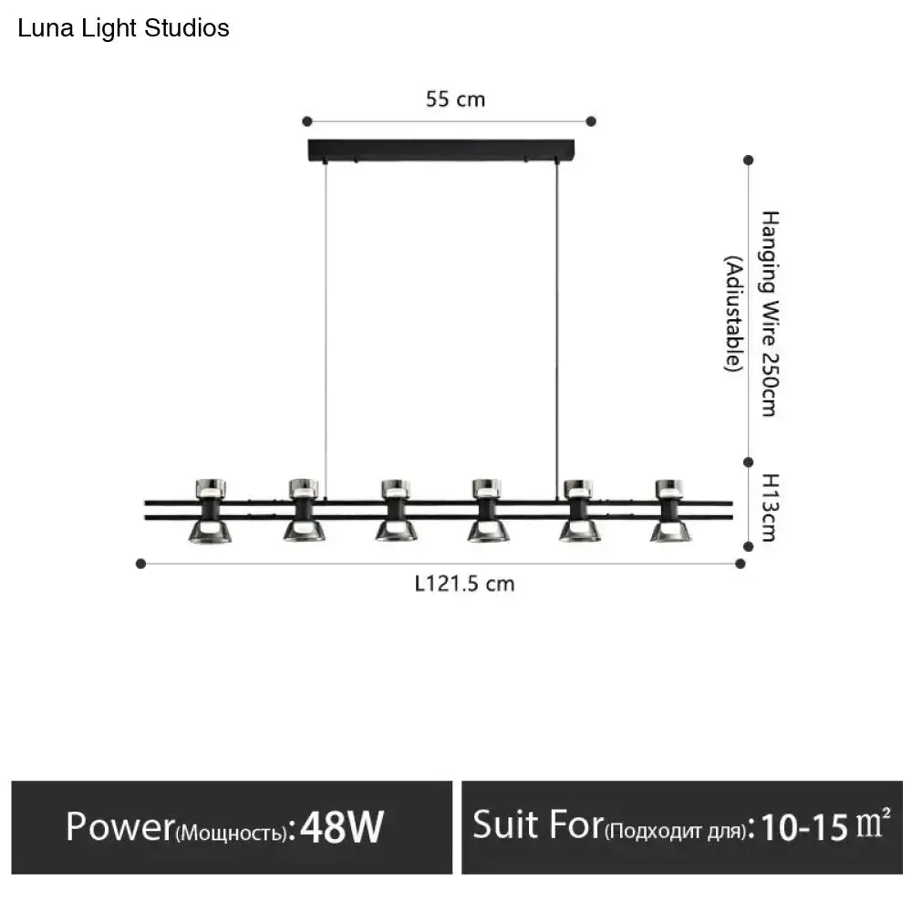 Modern black and chrome linear led strip lamp kitchen island light