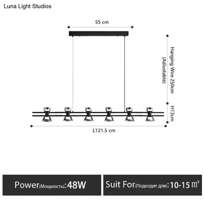 Modern black and chrome linear led strip lamp kitchen island light