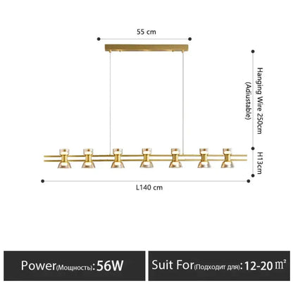 Modern black and chrome linear led strip lamp kitchen island light