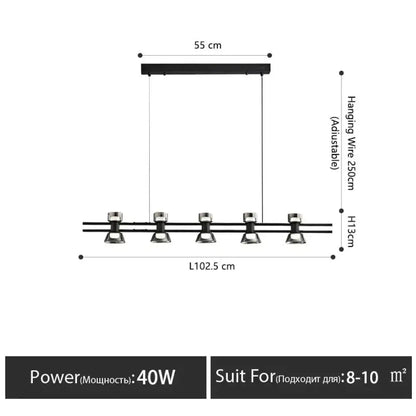 Modern black and chrome linear led strip lamp kitchen island light